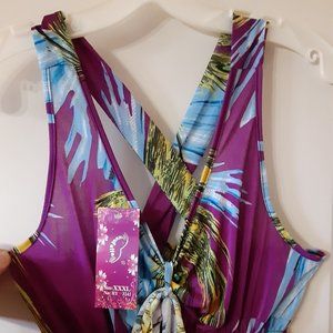 Hots-Wing Lt Blue Print on Purple "X" Maxi  XXXL